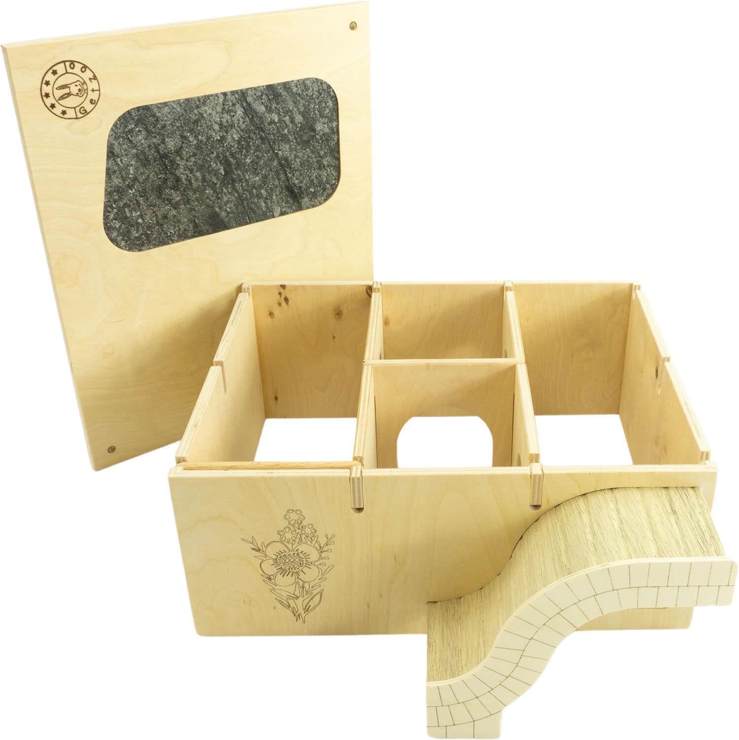 Getzoo Residencial Eduardo – Refugio para animales pequeños personalizables de madera robusta multiplex – Diseño flexible con escalera – Ideal para roedores y animales pequeños (Eduardo Premium)
