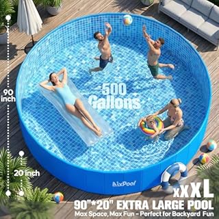 AixPool 2026 Large Foldable Pool,Non-Inflatable Pool for Adult,Foldable Swimming Pool,Plastic Kiddie Portable Pool,Collapsible Kid Pool for Backyard,Oversized Easy Setup Family Pool for Adult,7.5FT