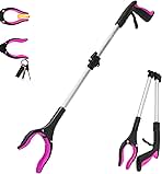 32 inch GrabRunner Heavy Duty(up to 10 lbs) Reacher Grabber Tool with Strong Magnetic (New Pink) 1 Pack