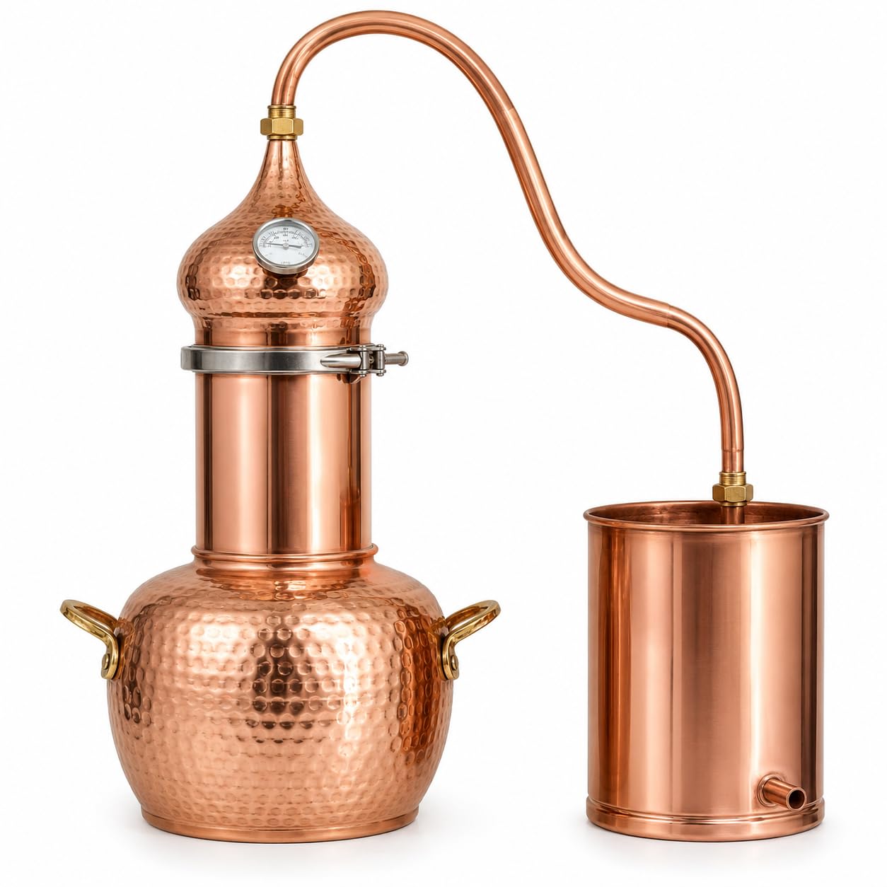 Copper Alembic Still Kit 2L con termometro, attrezzatura per distillazione domestica per whisky e oli essenziali, perfetto per principianti e appassionati
