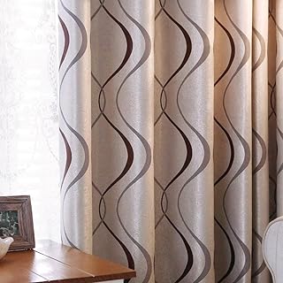 2 Panels Set Modern Striped Curtains for Living Room (Coffee, 2 x 66x84 Inch)