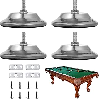 Billiard Table Leg Levelers, 4 Pcs Pool Table Leg Leveling Risers 5’’D with Adjustable Height, Robust Metal Table Leveling Feet for Billiard Tables, Ping-Pong Tables, Soccer Tables