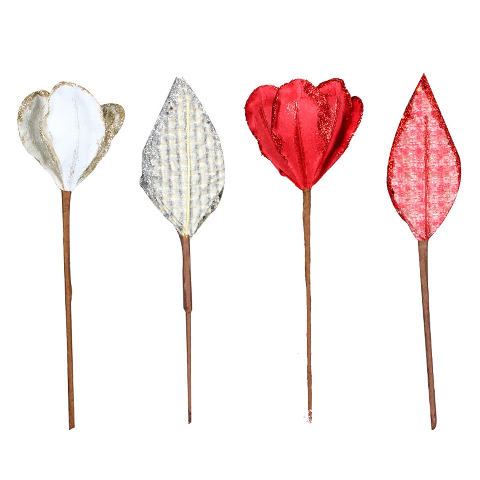 PANGBOER 6.3" Flores de Pascua de Navidad Artificial Glitter Poinsettia Adornos para árboles de Navidad Accesorios Florales Decorativos Flores Artificiales