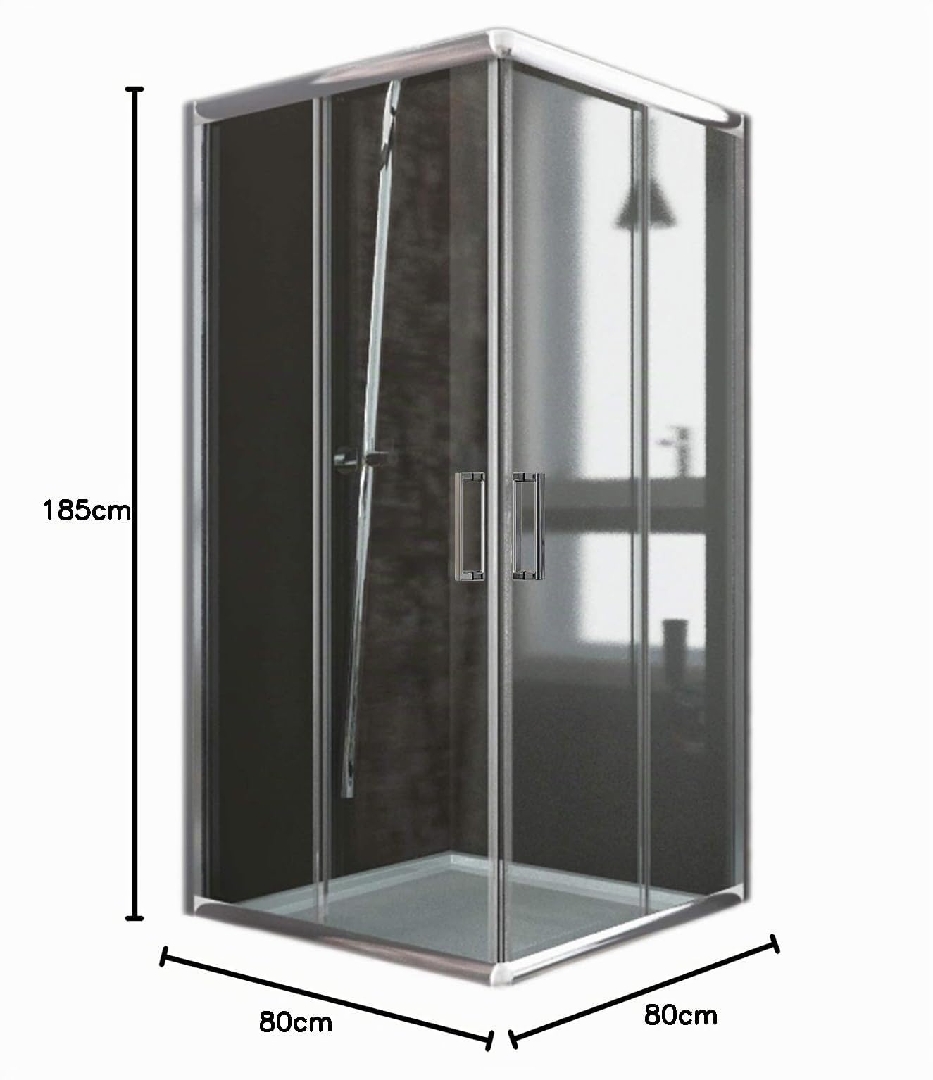 Box Doccia Quadrato 80x80 H185 Trasparente 6mm mod. Alabama