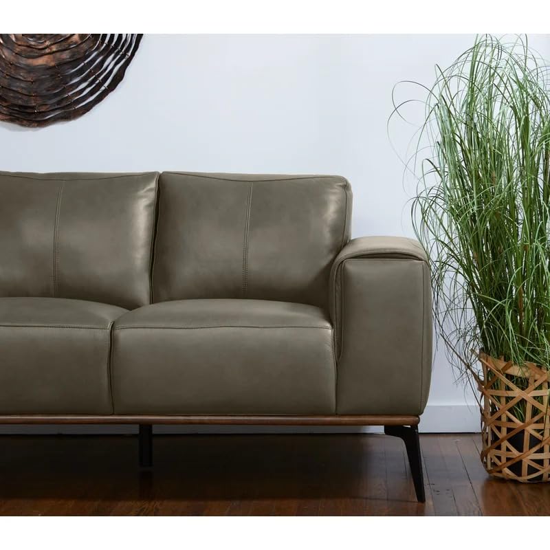 Image of LEGACY OF COMFORT Conley 86'' Leather 3 Seater Sofa Three Seater Lounger for Living Room Offices Hotels (Green, Three Seater)