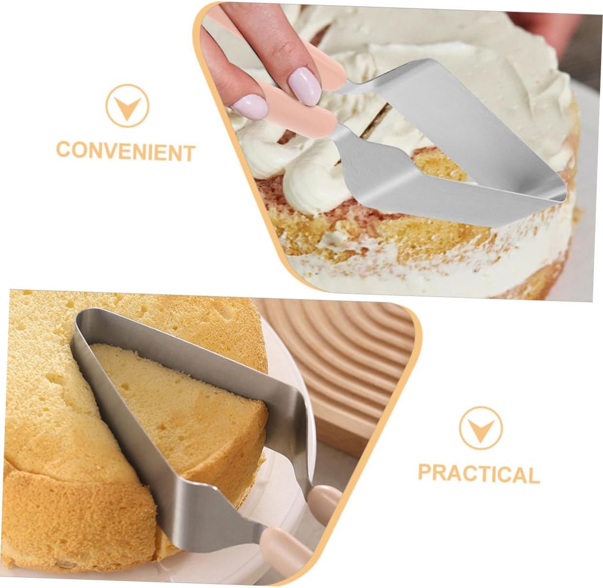 4pcs Elegant Cake Cutter Baking Cake Slicer Stainless Steel Clip Lifter Cheese Slicer for Home Kitchen