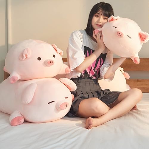 Miniatura 5 de MDXMY Almohada de peluche de cerdo de cerdo, almohada suave y gruesa para abrazar, juguetes lindos para niños y niñas (ojos redondos, 15.7 pulgadas)