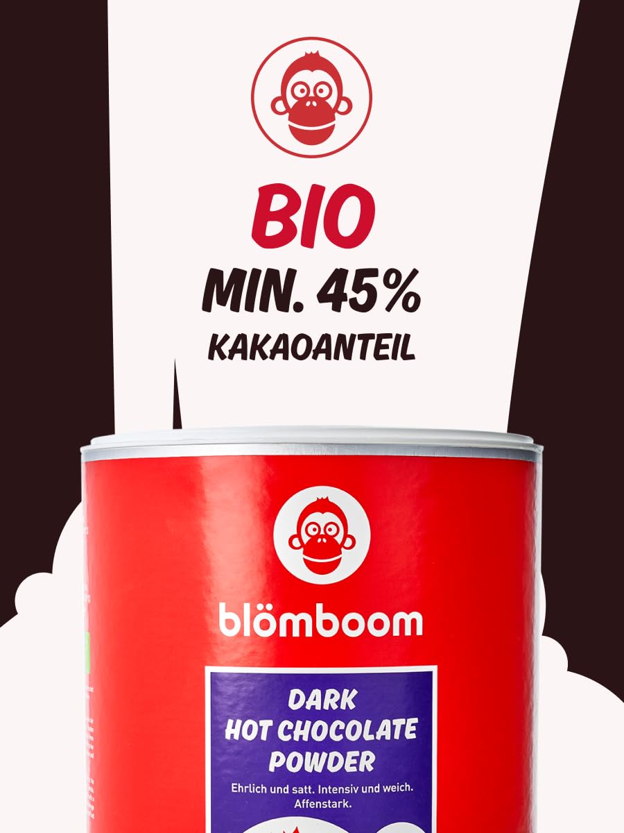 Blömboom® BIO Dark Hot Chocolate (200-2000g) - Dunkle Trinkschokolade mit reichhaltigem Kakaogeschmack ohne Geschmacksverstärker - Perfekt für heiße Schokolade (2000g, BIO Dark Hot Chocolate Powder)