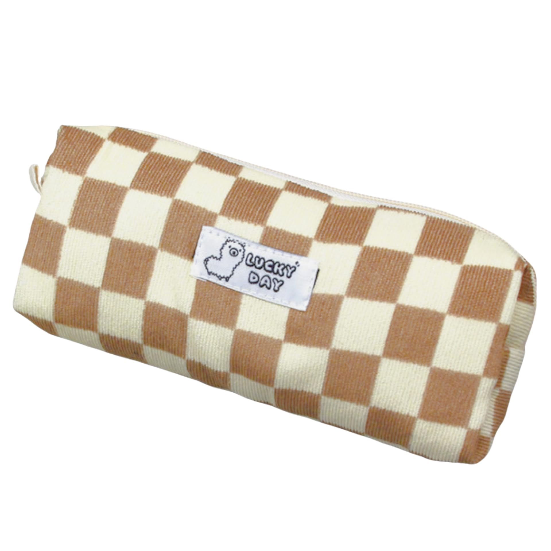 Carry bloom Pencil Pouch Cute Pencil Case for Girls Aesthetic Pencil Bag with Zipper Pen Cases School Supplies Makeup Bag (Brown white checkered) — image 1