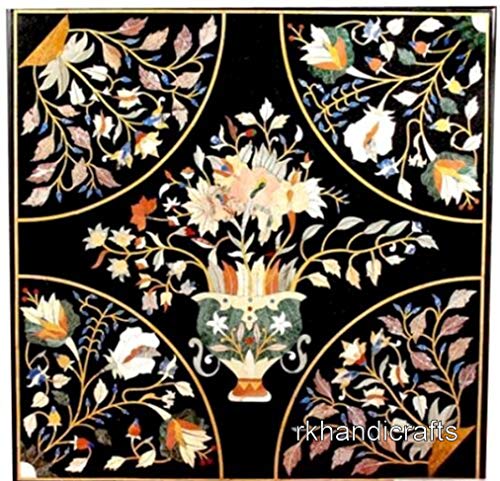 Semi Precious Stones Inlaid Marble Sofa Table Top Black Coffee Table C Semi Precious Stones Inlaid Marble Sofa Table Top Black Coffee Table C
