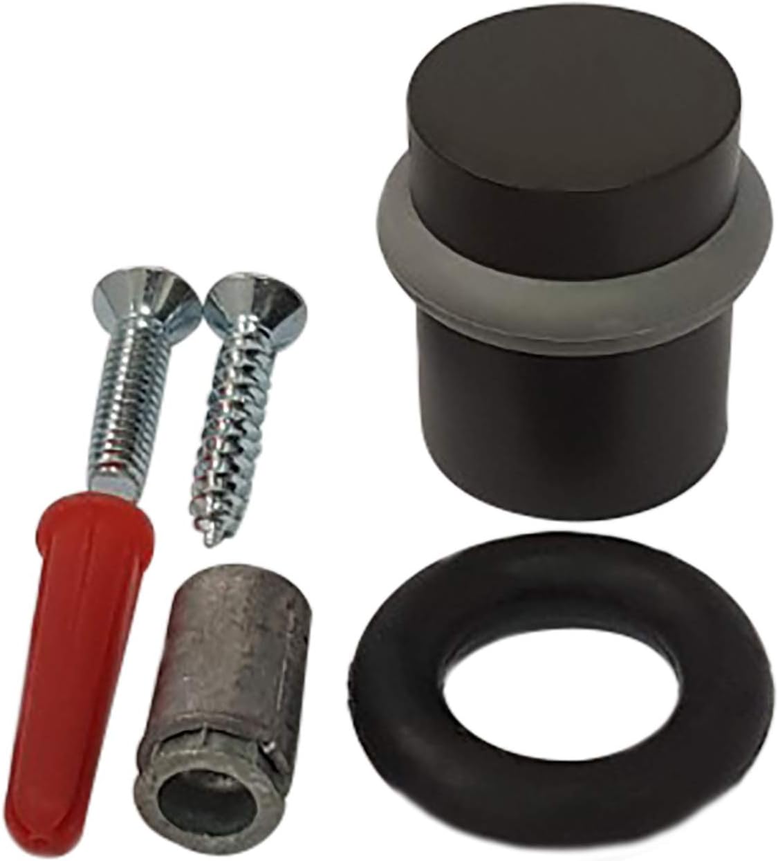 QCAA Cylindrical Floor Mount Door Stop, Height 11/2", Solid Brass, Oil