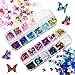Gitua 3D Schmetterling Nagel Glitzer, 2 Boxen 24 Farben Splarkly Laser Nagel Pailletten für Frauen und Mädchen Nägel Gesicht Körper Dekoration