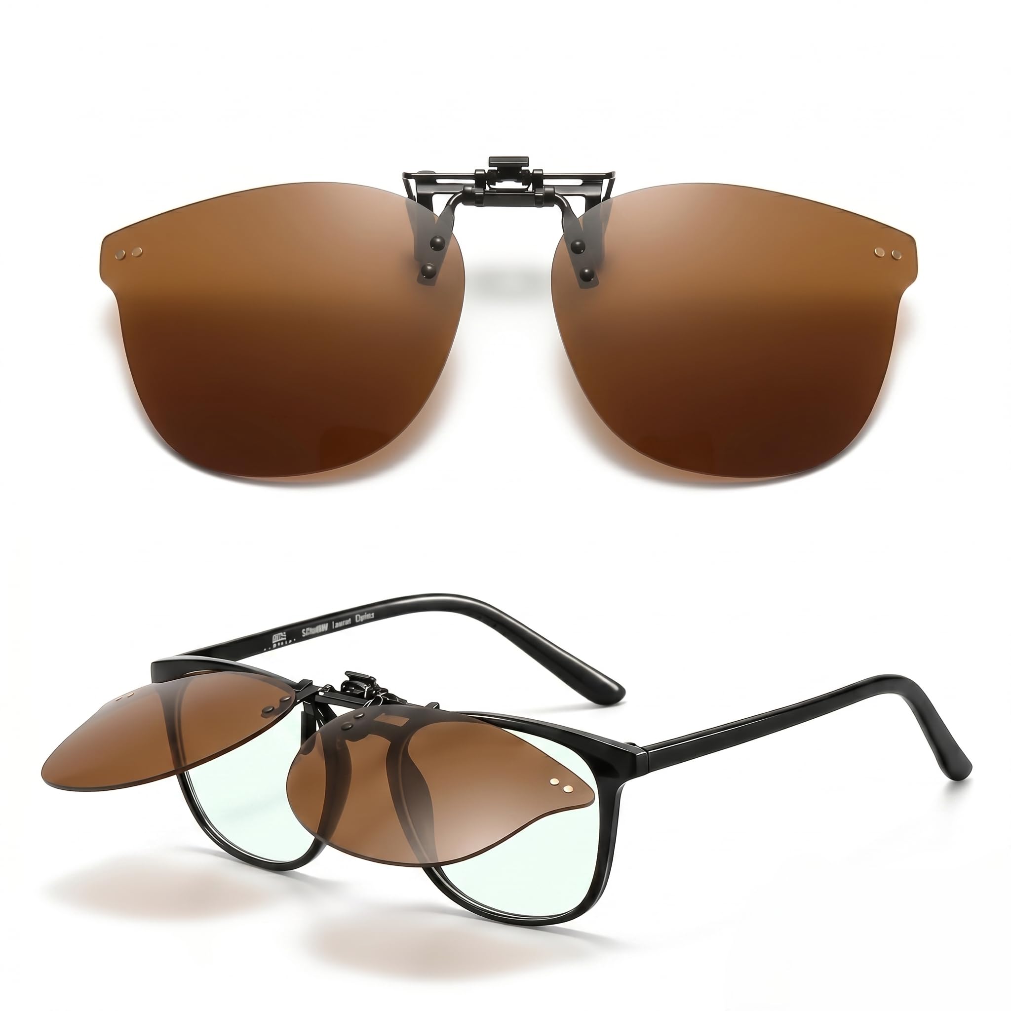 EBJDE Kids Polarized Clip on Sunglasses Over Glasses for Boys Girls Square Flip Up Clip-on Sunglasses Over Glasses