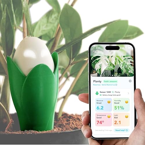 Pod AI-Powered Smart Plant Monitor for Indoor or Outdoor Plants Personalized Alerts for Moisture, Temperature, Humidity, and Light