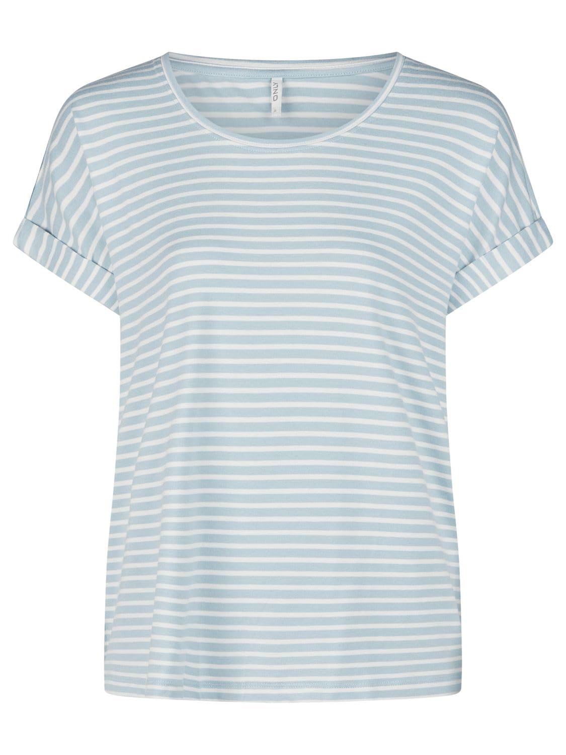 Only Top da donna con scollo rotondo, confezione da 2 pezzi, basic a maniche corte, scollo rotondo, vestibilità normale, estivo, a strisce, blu, rosa, verde, nero, XS, S, M, L, XL, XXL