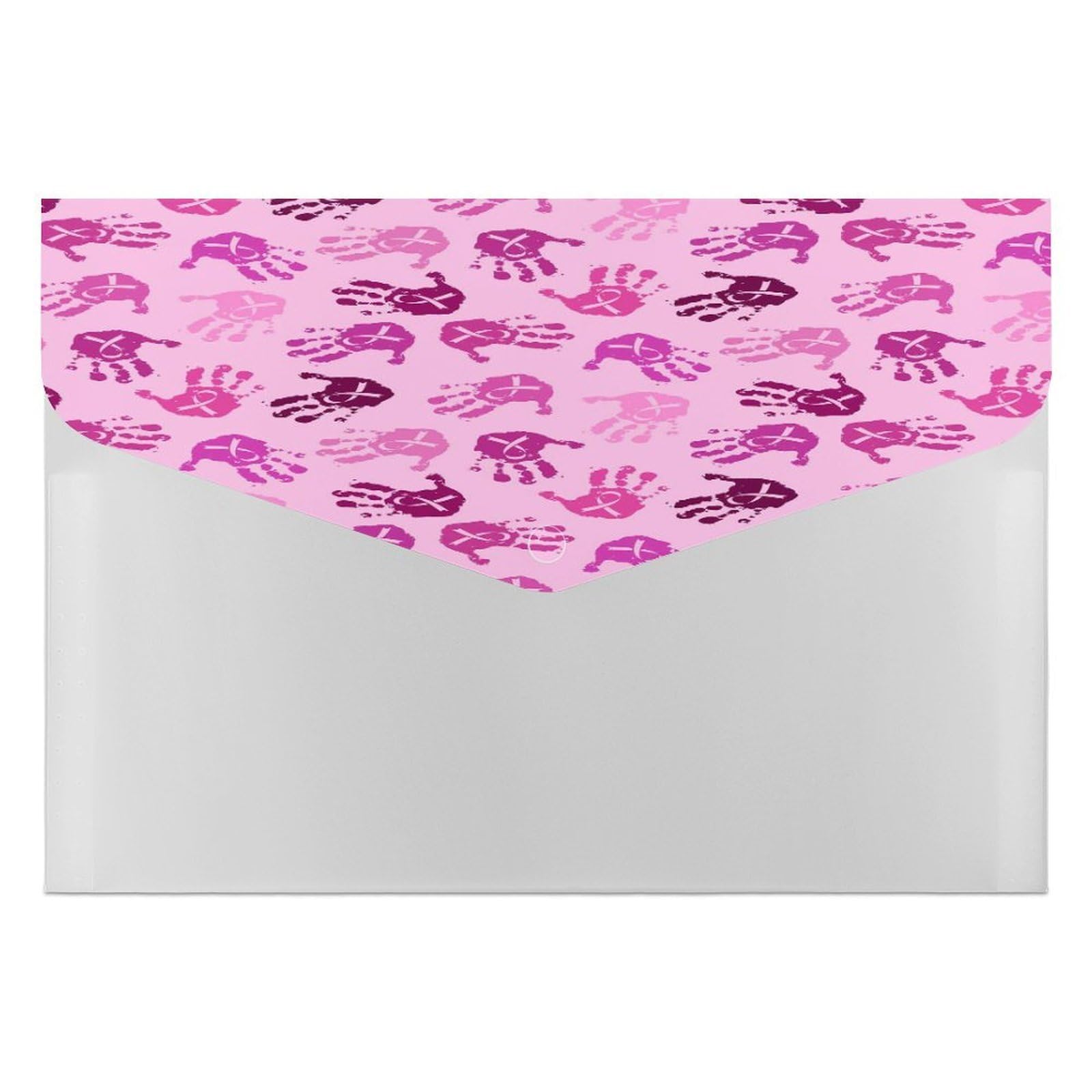 Expanding File Folder, 6 Pockets Zipper Expandable Document Organizer Accordion Filing Folder Print Breast Cancer Awareness Pink Ribbons