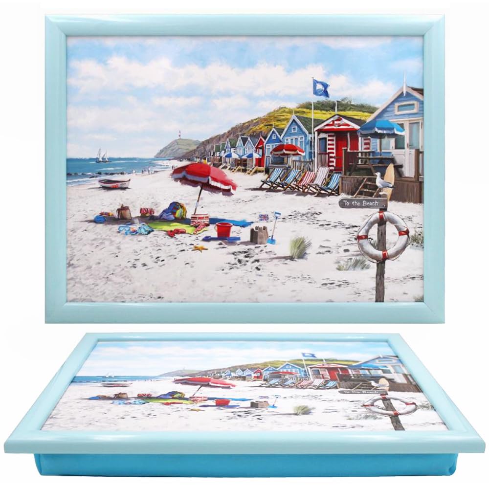 The Leonardo Collection Macneil Studios Sandy Bay Laptray For Food Serving & Breakfast | Comfortable Lap Trays With Bean Bag Cushion | Durable Laptrays For Eating On Lap For Adults
