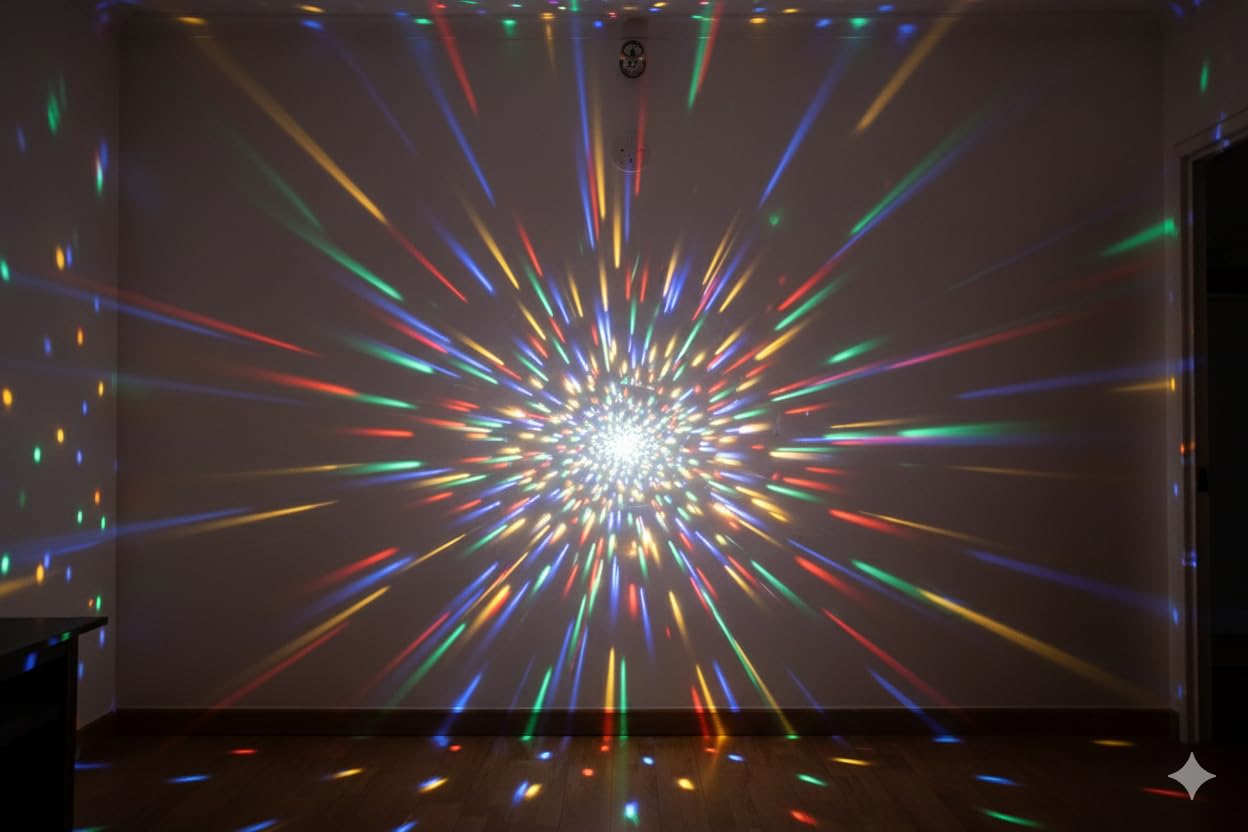 Tuisi LED Rotating Party Light Bulb, Multi-Color, B22 Bayonet Cap, Multi-Faceted Crystal Lens with Automatic Rotation, Energy-Efficient for Disco, Party, Home Decoration 4