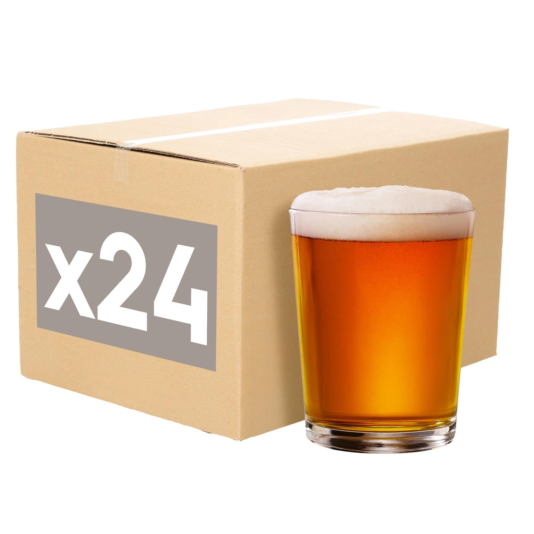 Argon Tableware 568ml Beer Glasses Set of 24-20oz Islington Pub Pint Glasses Toughened Reusable Lager Ale Cider Dishwasher Safe Glassware for Bar, Restaurant and Catering