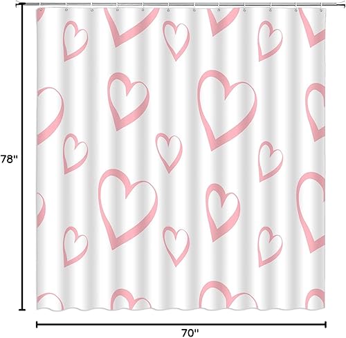 Miniatura 8 de AMFD Cortina de ducha para el día de San Valentín romántica decoración en forma de corazón rojo y rosa juego de cortinas para bañera y baño incluye