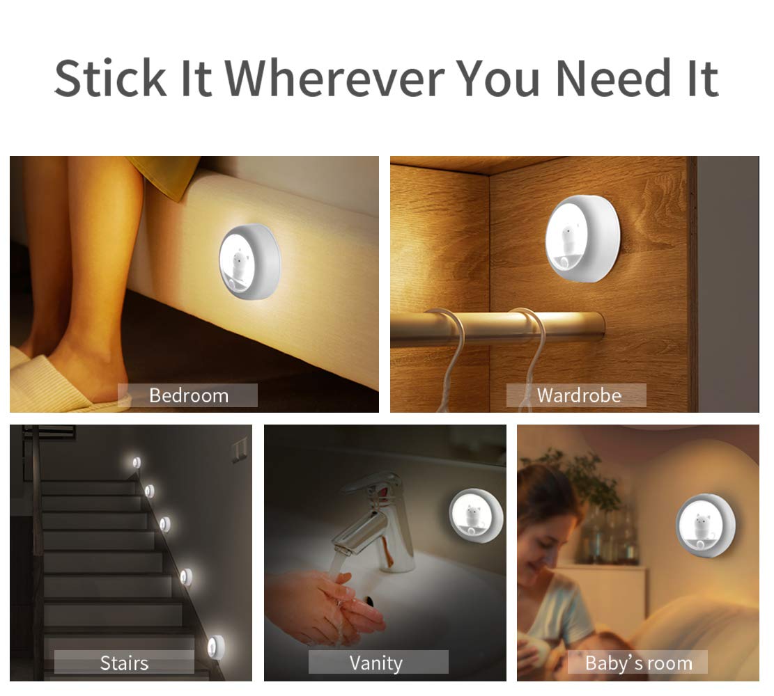 Veilleuse LED à détecteur de mouvement, rechargeable par USB, lumière LED sans fil, lumière LED pour placard, chambre à coucher, salle de bain, escaliers, armoire, cuisine, couloir, etc. Blanc