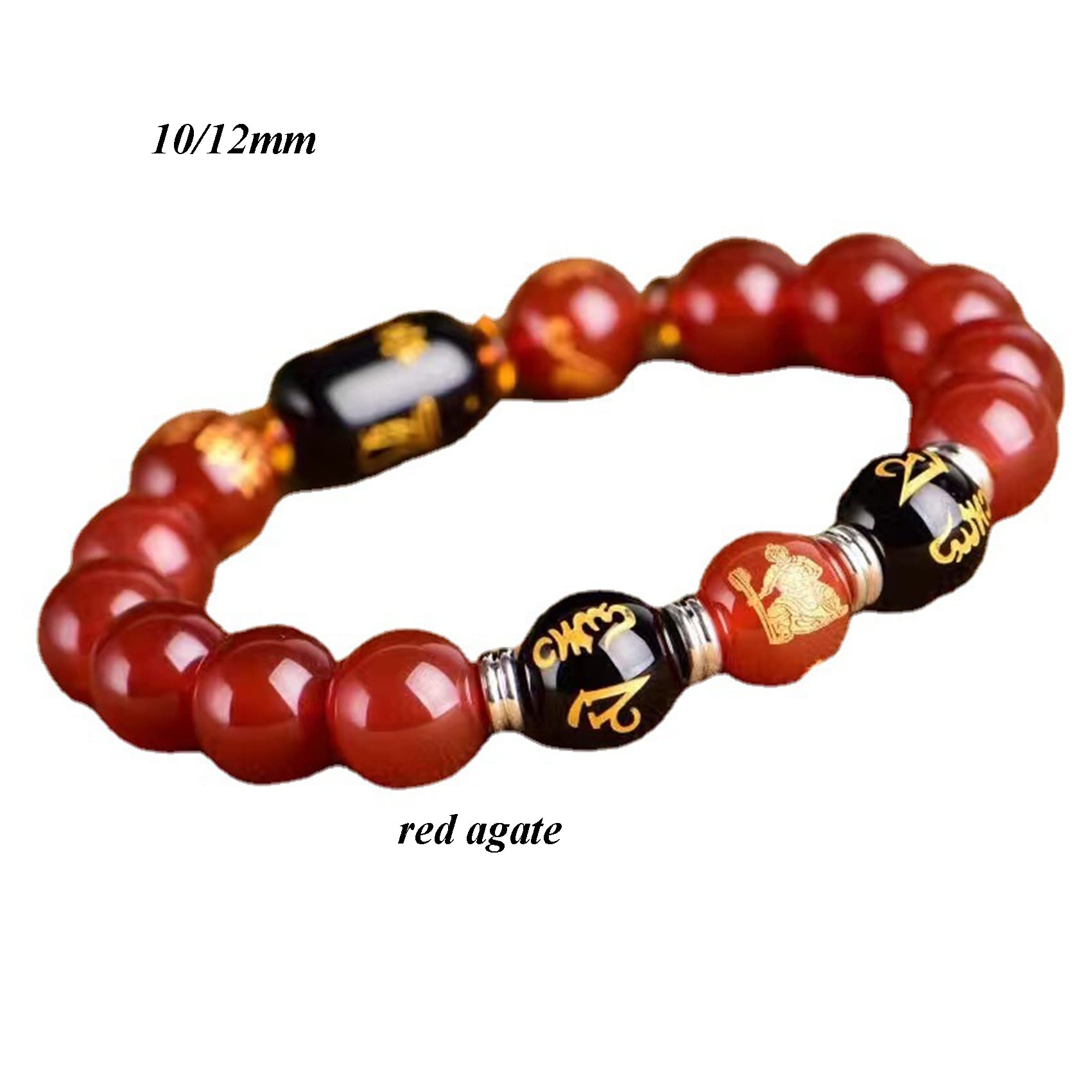 Autentyczny kryształ zodiaku, amulet Reiki, szczęście, bogactwo, bransoletka odpędzająca złe duchy, inspirujący prezent, 12 mm(Red-12mm)