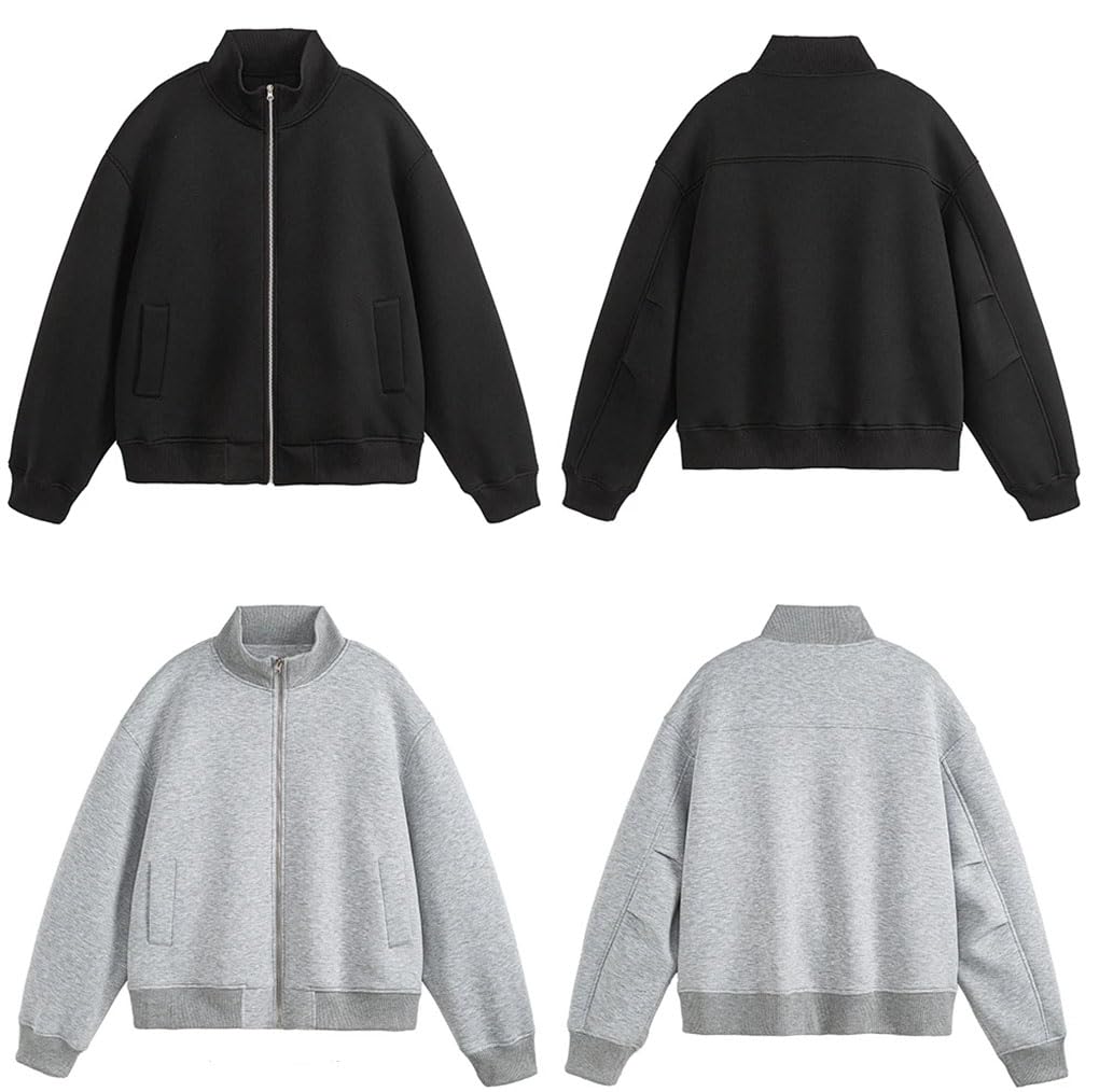 Prosty solidny zamek błyskawiczny mężczyźni trenerzy retro odzież wierzchnia unisex kobiety styl chłopaka oversize płaszcz wysoka odzież uliczna