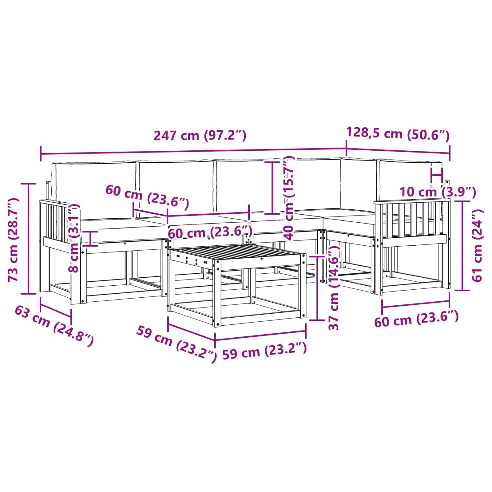 vidaXL Conjunto de sofás de Exterior 6 uds. Gris Natural y Claro