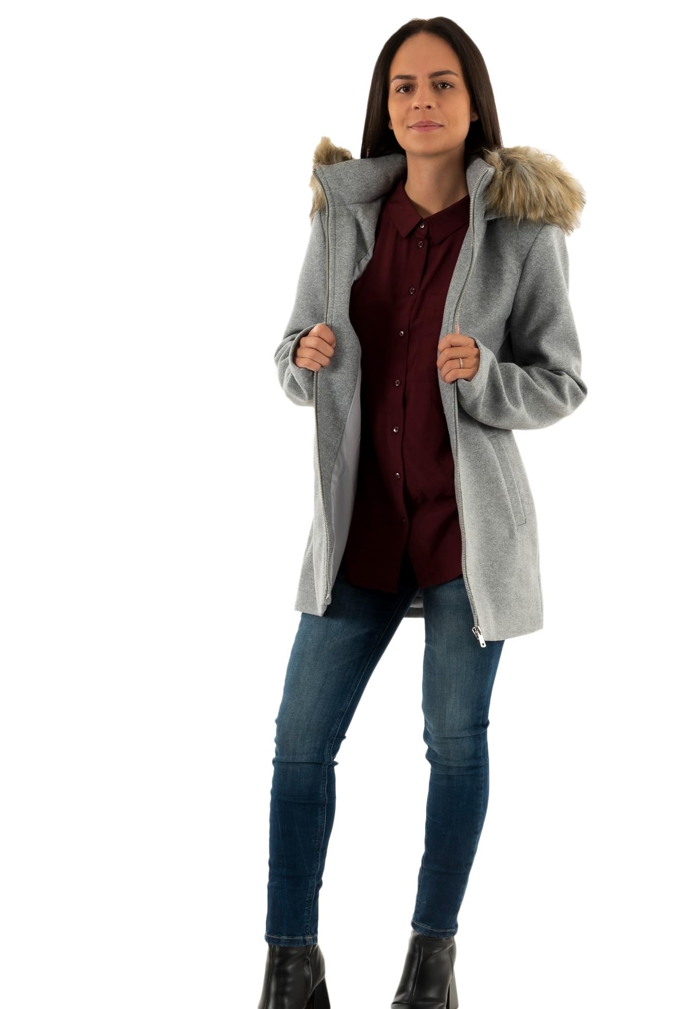 Onlnewerica Faux Fur Trim Hooded Longline Parka Jacket-image-36