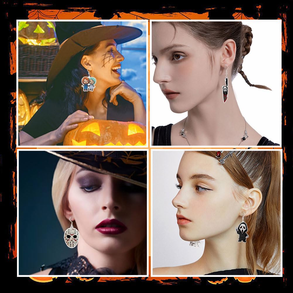 Calendrier de l'Avent Halloween 2025 avec 12 Boucles d’Oreilles Effrayantes Compte à Rebours Horreur pour Femme et Ado Idée Cadeau Halloween et Décoration de Fête