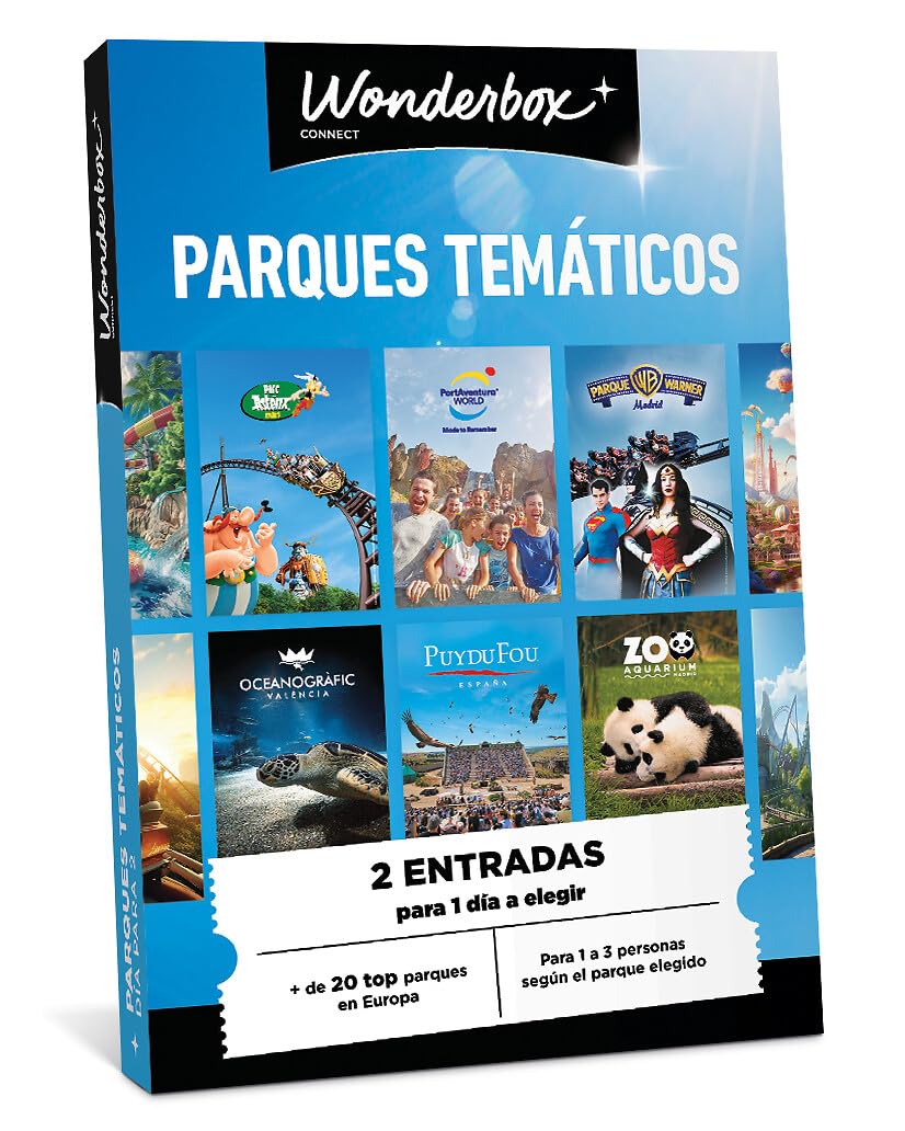 WONDERBOX Connect - Caja Regalo - Multi Parques Temáticos - para 1 a 3 pers | 1, 2 o 3 entradas según el parque - A elegir entre más de 20 Top Parques de Europa - Válido durante 27 meses