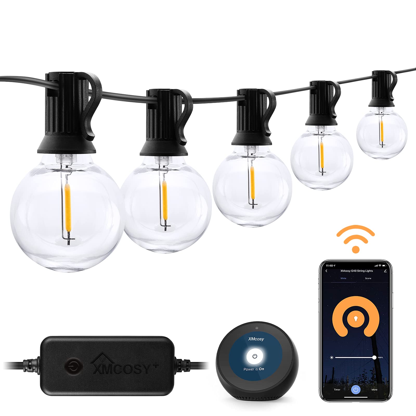 XMCOSY+ Patio Lights – G40 Smart Outdoor String Lights 50Ft Outdoor Patio Lights Dimmable LED Globe String Lights Outdoor,...