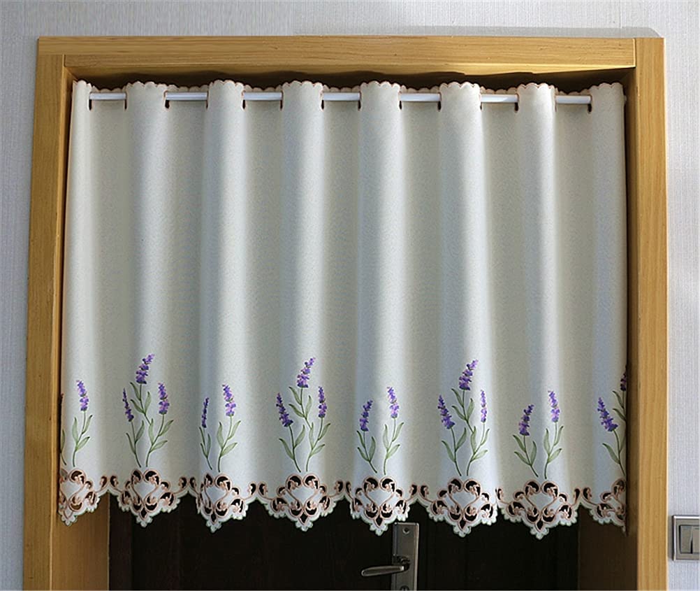 Evite reflejos molestos con la cenefa de café bordada, cortina corta opaca de 150 cm de ancho