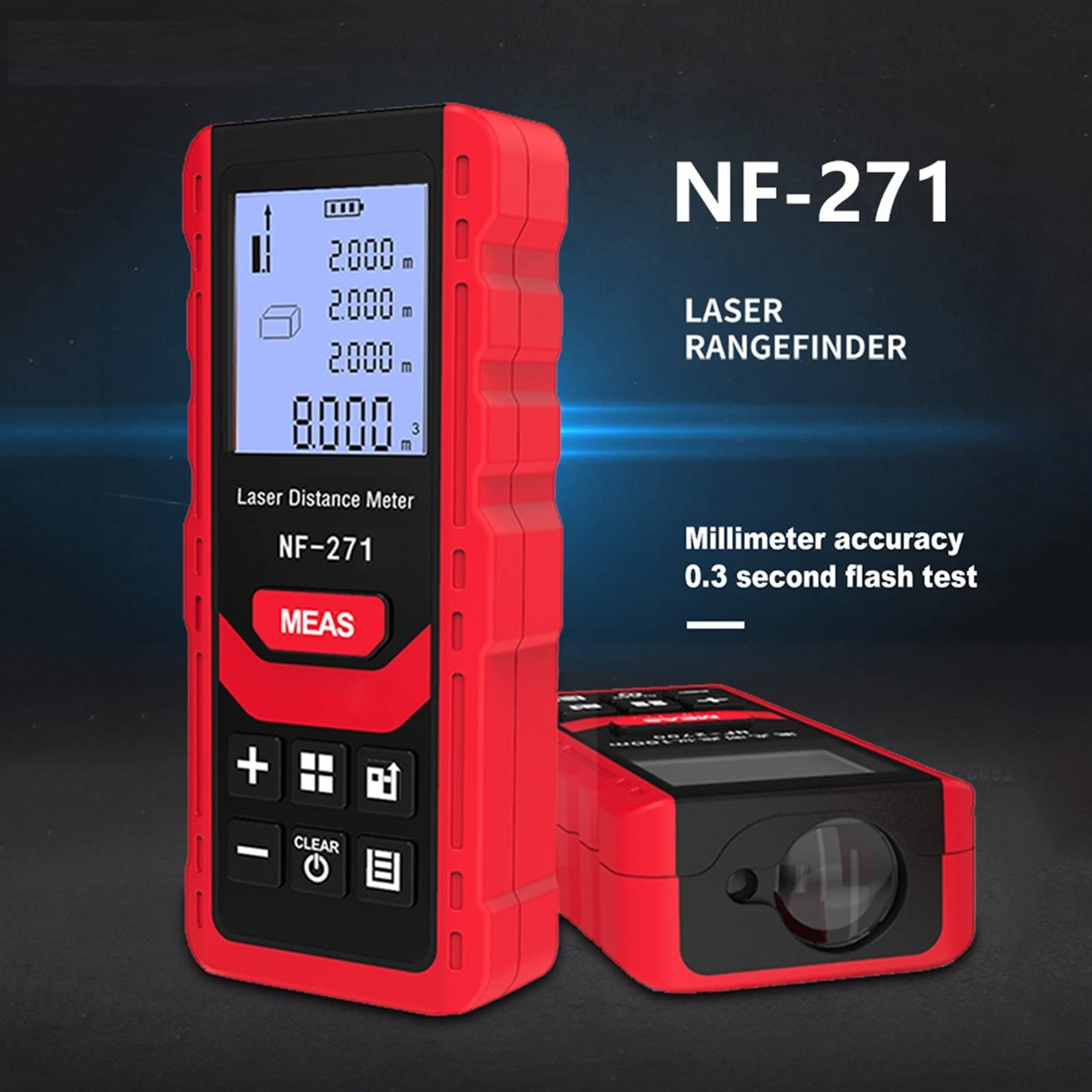 AmAzwi Tester di Rete NF-271 Misuratore di Distanza 40M 80M Roulette Elettronica Telemetro a Nastro Digitale Strumento di Test Professionale for Righello Risultati chiaramente definiti(Size:40m)