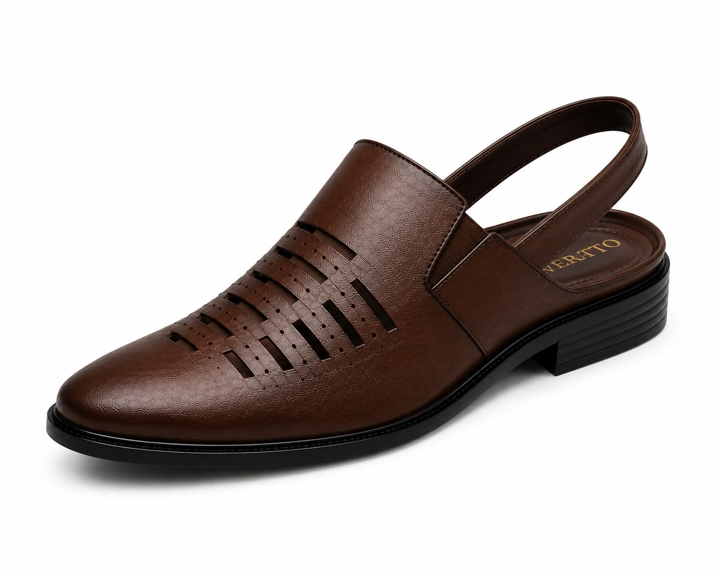 Men's Semi-Formal Sandals, Laser-Cut Open-Back Slip-On, Lightweight, Smart-Casual Style for Office and Festive Occasions-image-22
