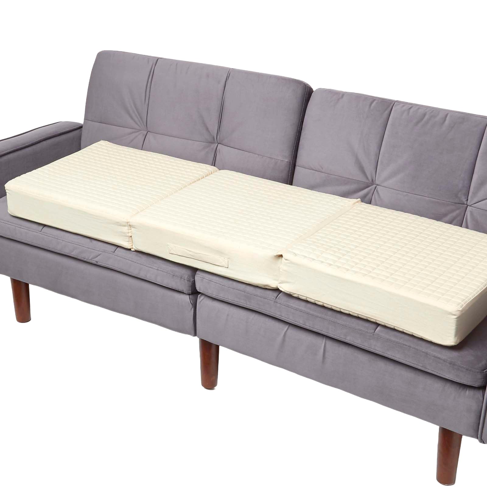 HOMESCAPES Coussin d’Assise pour canapé 3 Places, Coussin rehausseur déhoussable en Coton, Beige, 100 x 50 x 10 cm