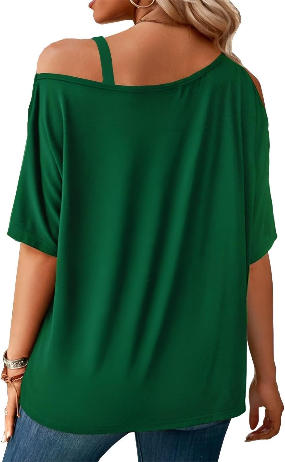 LEIYEE Womens Summer Black Cold Off Shoulder Tops 2026 Sexy Casual Cute Short Sleeve Loose Fit T Shirts Blouse - Image 2