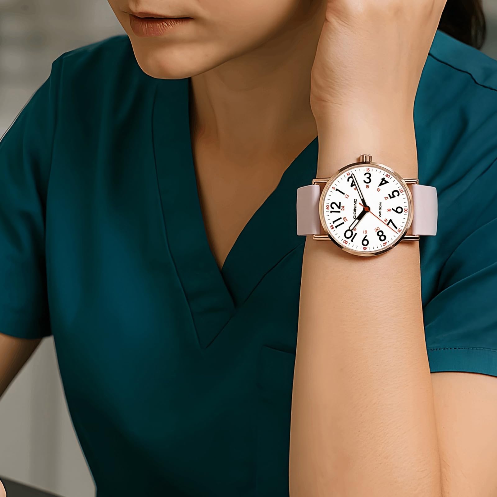 Nurse Watch for Women&Men,Analog Nursing Watches with 12/24 Hour Military Time,Second Hand