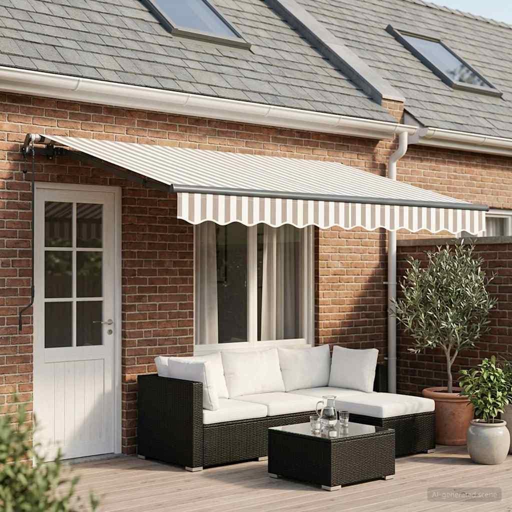 Tenda da sole estensibile, grigio chiaro, bianco, 600 x 300