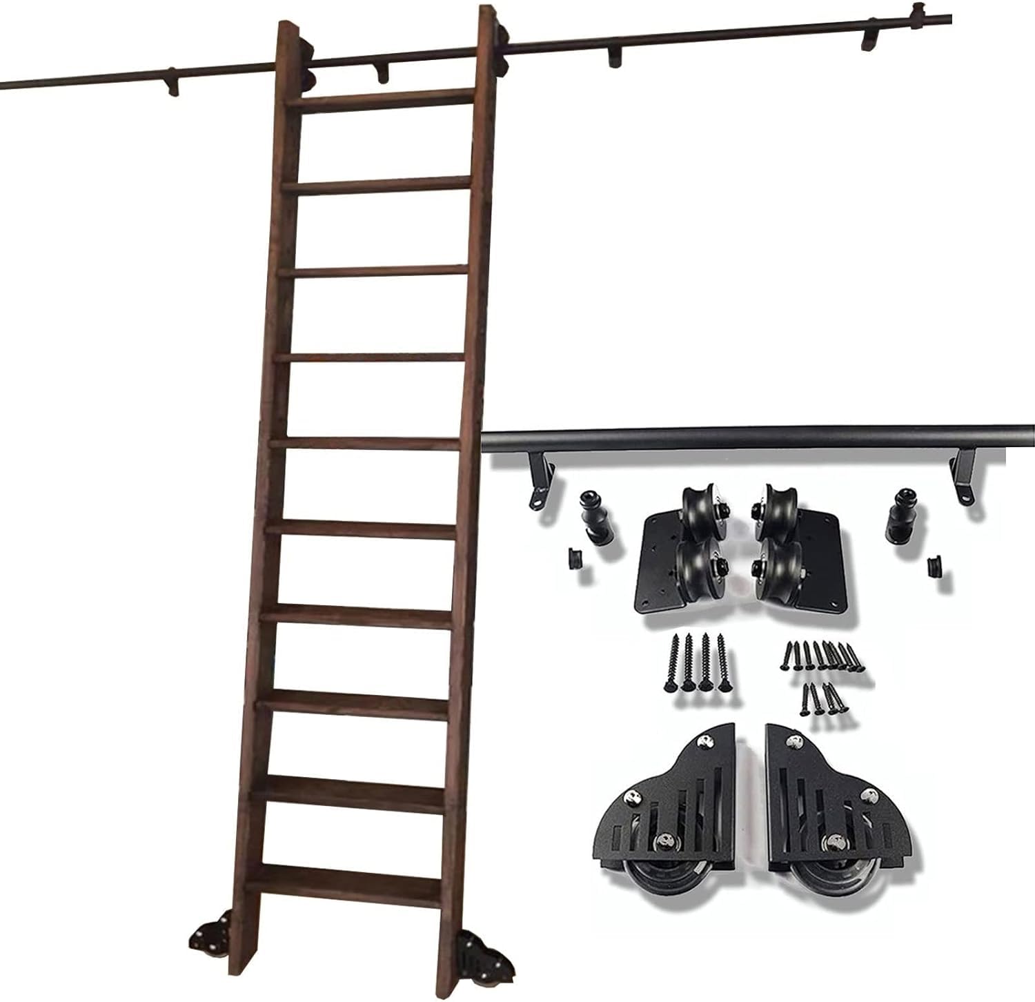 Kit quincaillerie pour échelle coulissante en acier noir robuste
