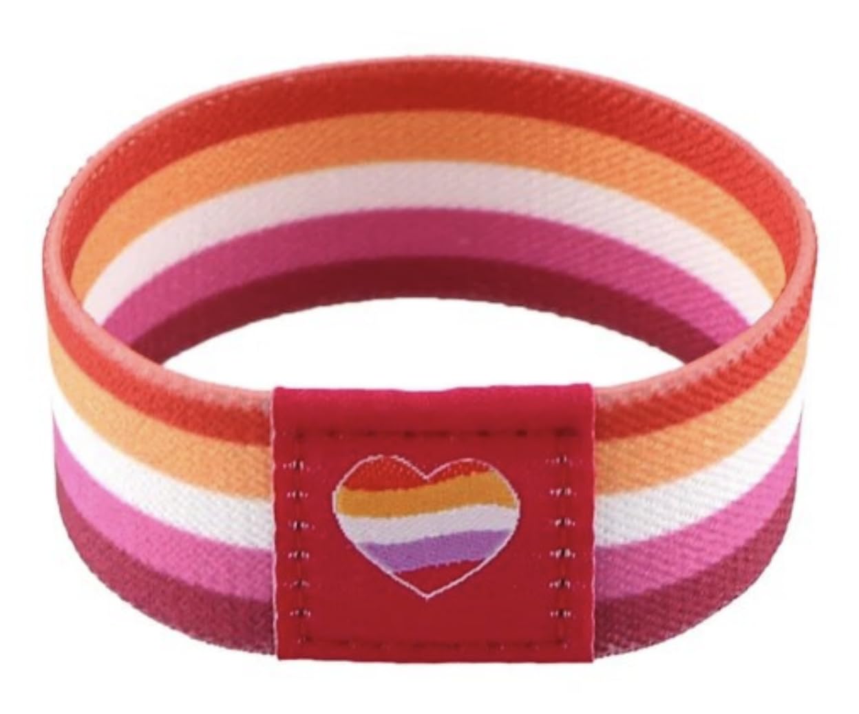 Pinstant Lesbian Rainbow Color Flag Rights Pride Heart Love LGBTQ Gay Queer 7.1" Reversible Stretch Wristband Wrist Band Bracelet Elastic Strap