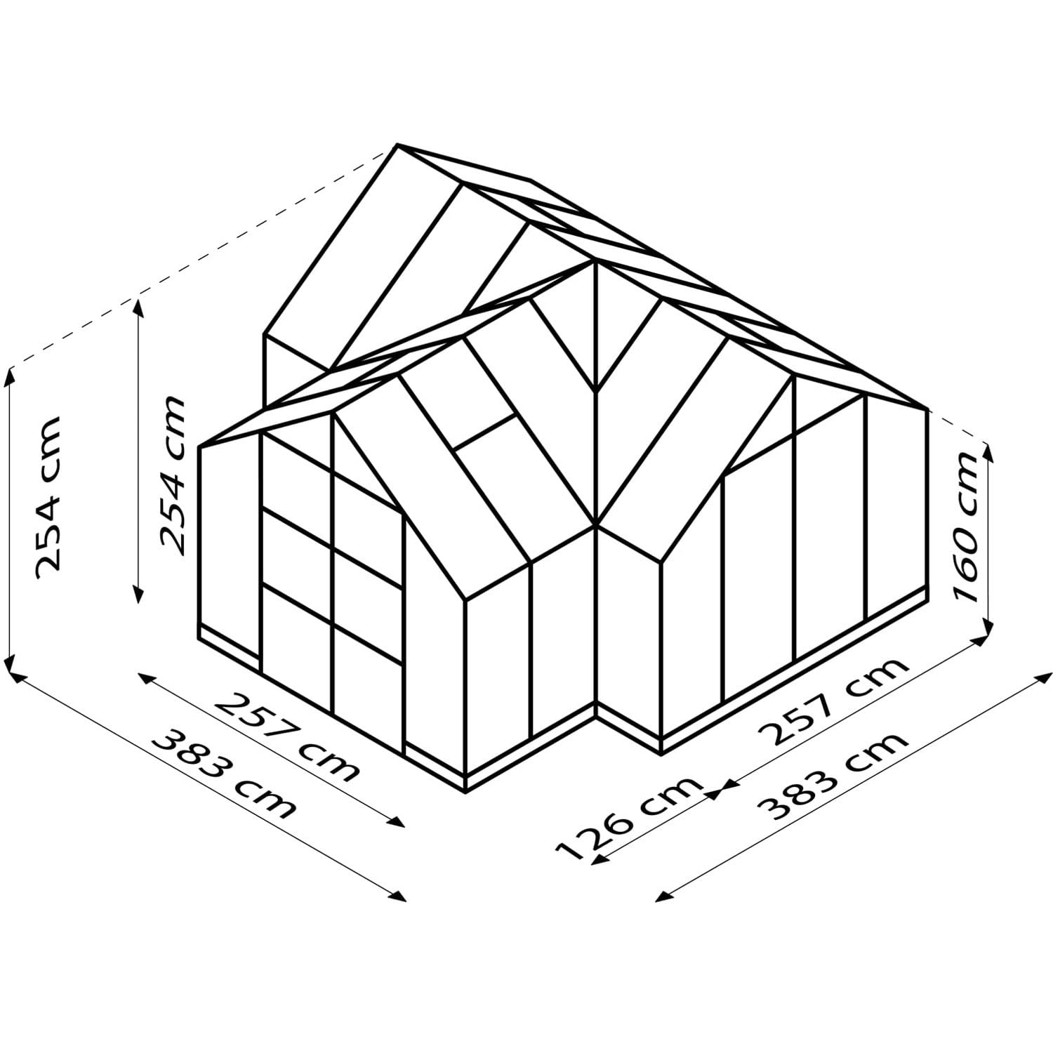 Vitavia Gewächshaus Clarus, schwarz, 13 m², 3 mm ESG | Wetterfestes & stabiles Treibhaus | Perfekt für Gemüse & Pflanzen | Robust & langlebig