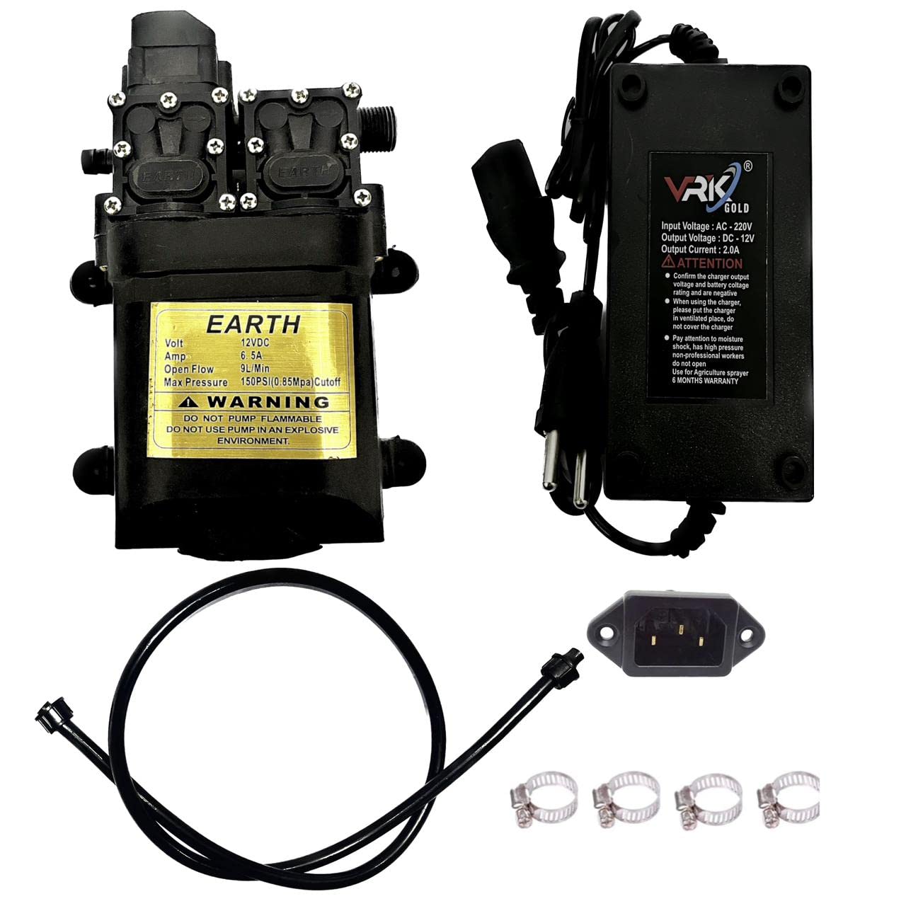 Garden Basket Hubb Battery Sprayer Double Motor Pump 12V DC with Charger & 1.25 Meter Pipe, Regulator Socket, 4 Clips | Water Sprayer Pump for for Agriculture and Gardening (8 Piece Combo Pack) (B0C3D8Y79X) Amazon Price History, Amazon Price Tracker