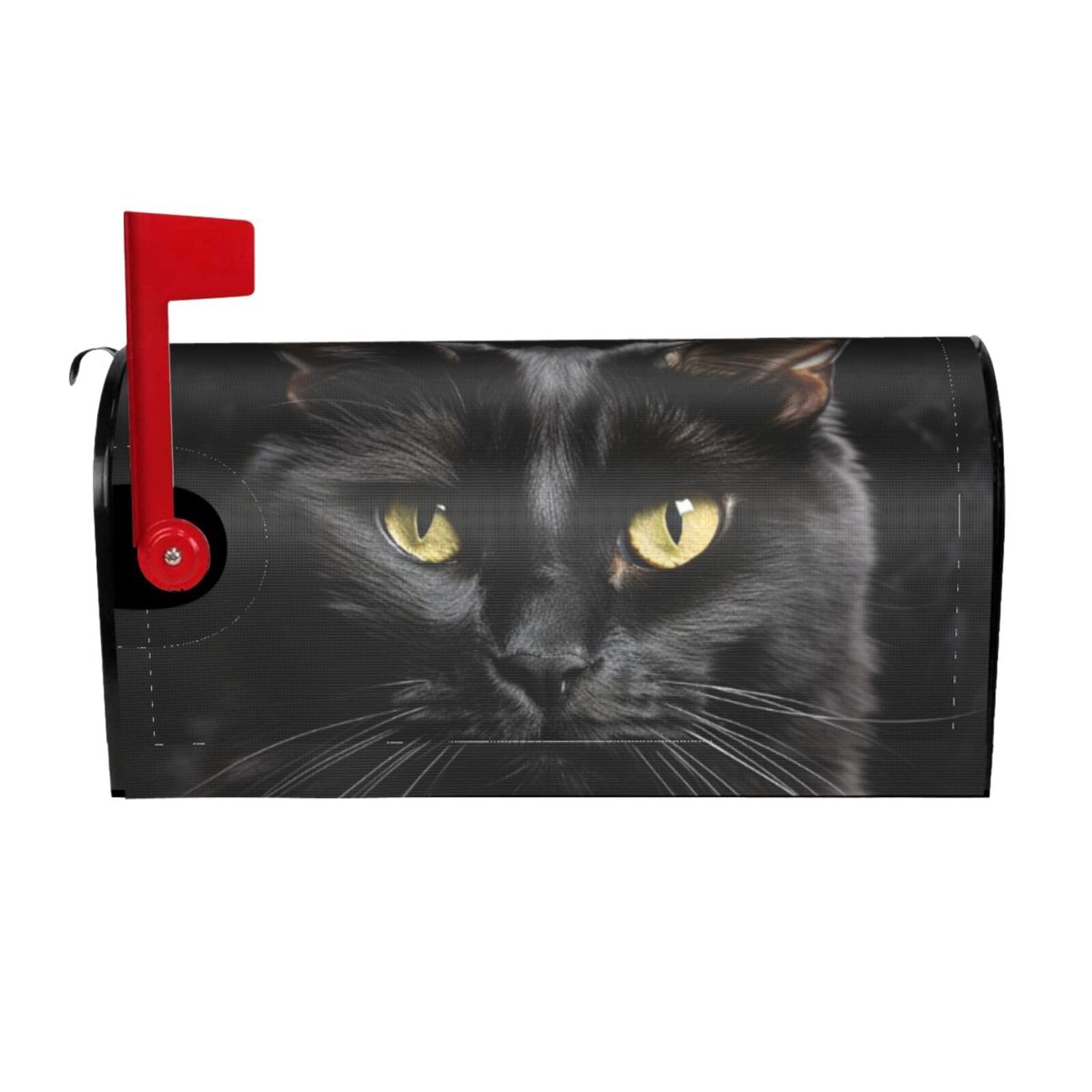 A black cat on a black background Mailbox Covers Magnetic Wraps Post Letter Box Cover Garden Home Decor 21x18 in