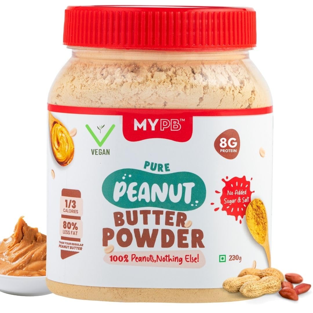 MYPB Peanut Butter Powder Makes 500 Grams Spread|100% Peanuts Unsweetened Unsalted, Add Honey Jaggery Or Sweetener Of Your Choice|50g Proteins|No Fatty Oils|230g PBP|Shake Bake Kids, Gym, Breakfast