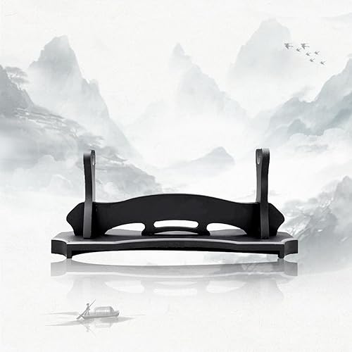 Miniatura 3 de BiJun Soporte de espada Katana, soporte de pared de espada de madera negra, soporte de pared de espada de gladiador, soporte de pared para espada