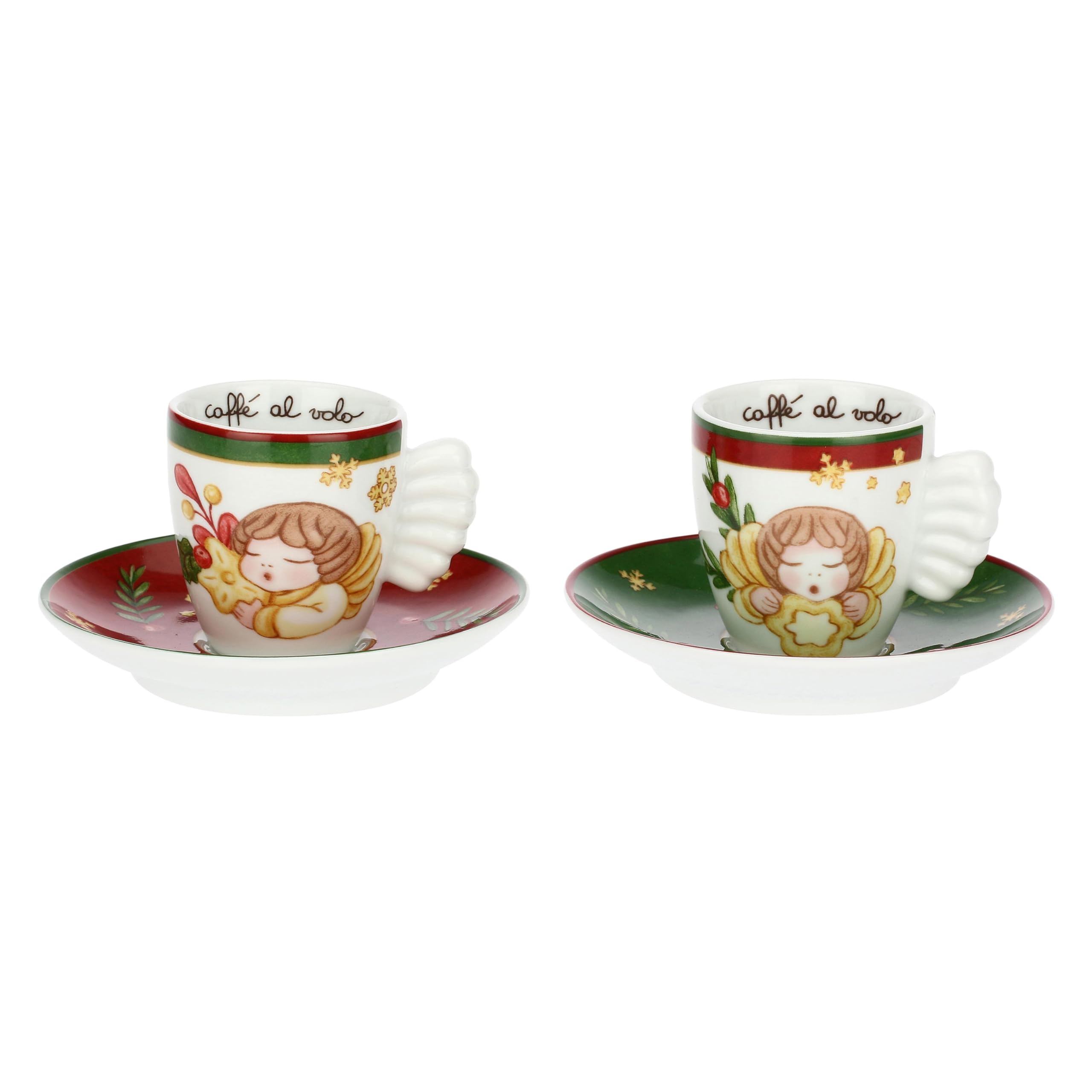 THUN - Set of 6 Espresso Cups in Porcelain Christmas Surprises