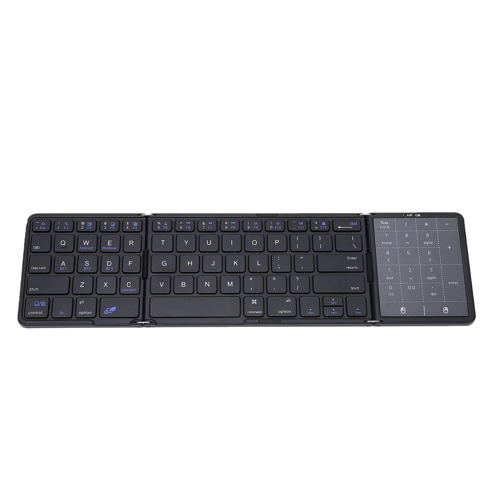 Annadue Tastiera Bluetooth Pieghevole con Touchpad, Mini Tastiera Wireless Portatile da Viaggio Tascabile con Trackpad, Sincronizzazione Multidispositivo Ricaricabile per Tablet P (BLACK)