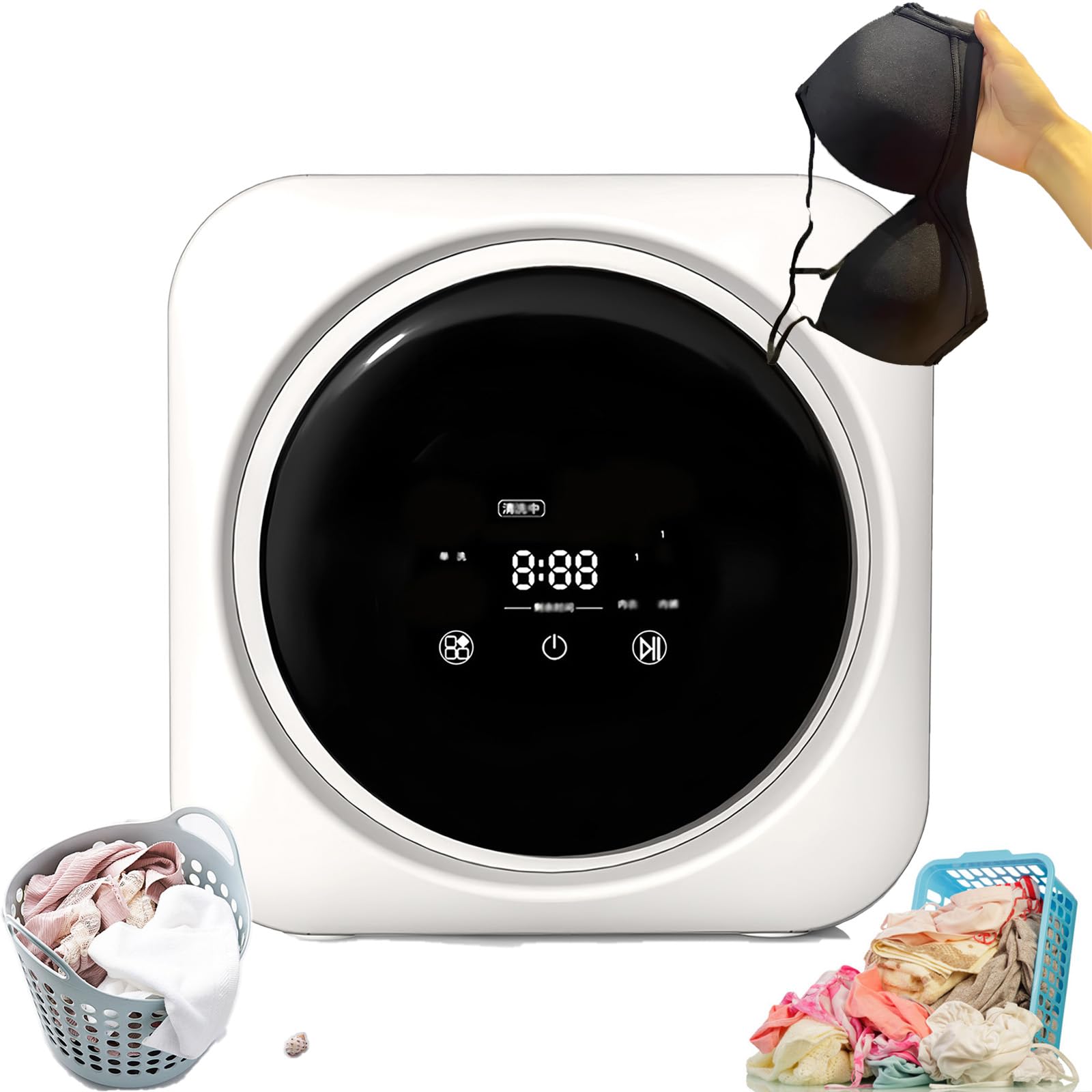 Mini Lavatrice, Lavatrice e Asciugatrice Portatile, Lavatrice 2 in 1 per La Pulizia di Biancheria Intima e Calzini, per Appartamenti, Campeggio, Viaggi - 220 V/110V,Desktop