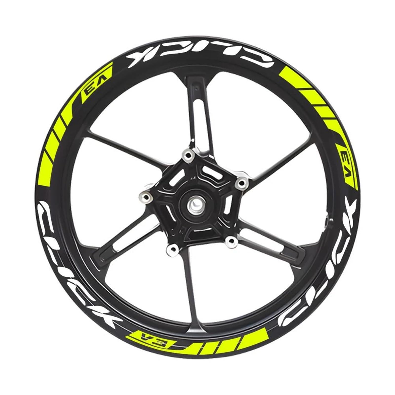 Decorative Stickers Motorcycle Tire Rim Accessories Decals for H-onda Click 125i 150i 160 V3 14'' Reflective Wheel Hub Stickers(Yellow)